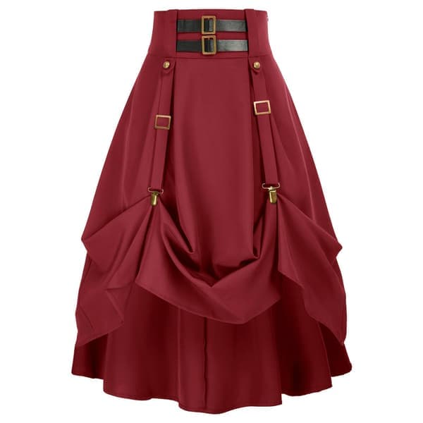 Dame Goth Steampunk Skjørt Høy Midje Pirat Midi A-Linje Skjørt