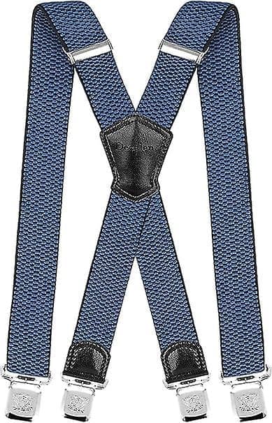 Herreseler med svært sterke metallklips Brede 4 cm Tunge seler En størrelse passer alle menn og kvinner Justerbare og elastiske X-form (blå)