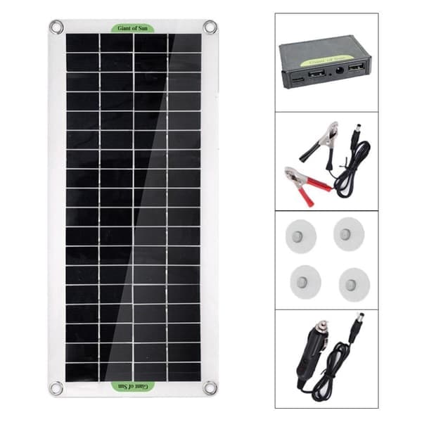 30W Bærbar Solcellepanel Solladningsregulator for Bil Båt Camping