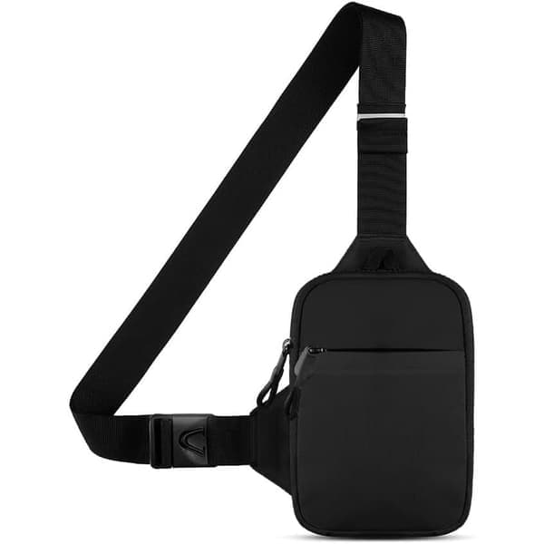 Crossbody-veske med dobbel lomme, vannavstøtende og håndfri messenger-veske for menn, brystveske, belte, magetaske