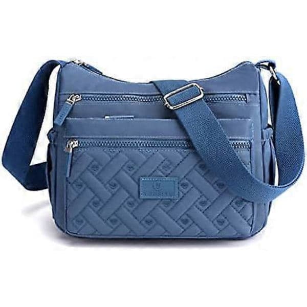 Crossbody-veske for kvinner, Crossbody-veske med flere lommer Skulderveske Reiseveske Håndveske (Blå)