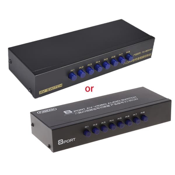 8-veis AV Switch RCA Switcher 8 i 1 ut kompositt video L/R velgerboks for DVD-spillkonsoller