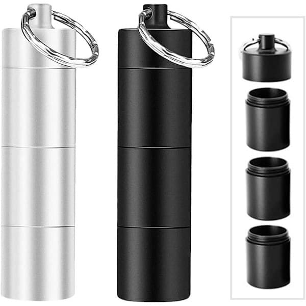 2 STK Aluminium Pilleboks, Bærbar Pillekassett Vanntett Daglig Pillebeholder Holder 3 Rom Metall Lomme Pillebokser Reise Pilleholder