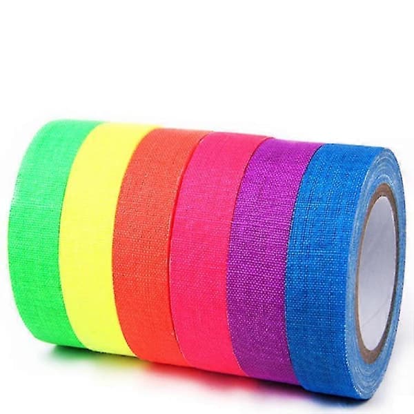 Farget maskeringstape, farget malertape, 6-pakning, tegnettape, håndverkstape, merkettape, papirtape, farget tape, kunsttape