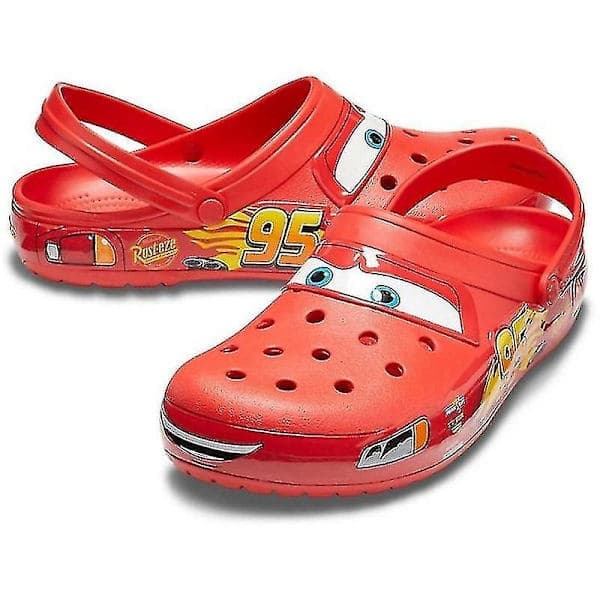 UNISEX Crocs Classic Clogs Lynet McQueen Bil Tøfler Slippers Kompatibel med Ny-Perfekt rød rød rød rød 39-40