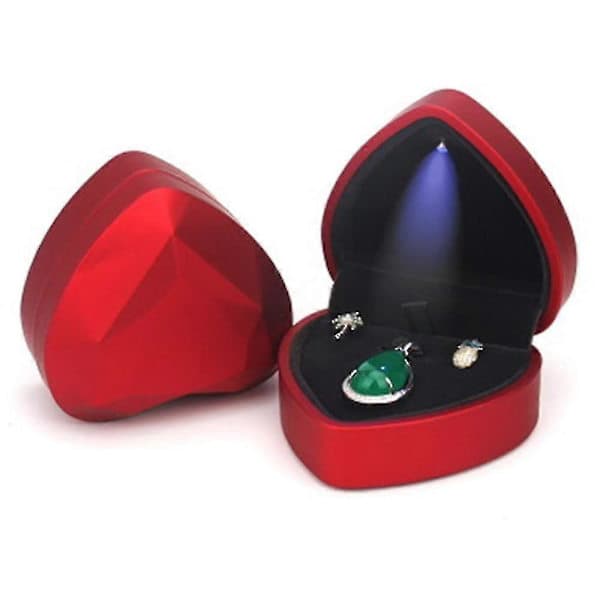 LED Smykkeskrin Gaveeske Elegant Fløyel Halskjede Anheng Eske Armbånd Eske Med LED Lys Kompatibel Med Smykkeutstilling Bryllup Forlovelse