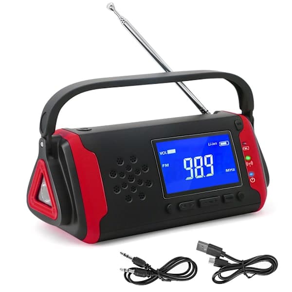 MD‑097 Solar Håndsveiv FM WB Radio Utendørs Nød Dynamo Værlader Lommelykt JP Versjon