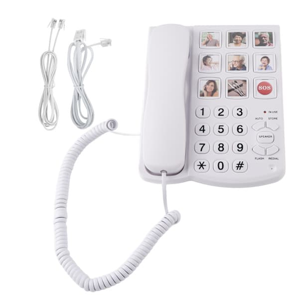 LD‑858HF Stor knapp-telefon forsterket fotominne med ledning for seniorer eldre