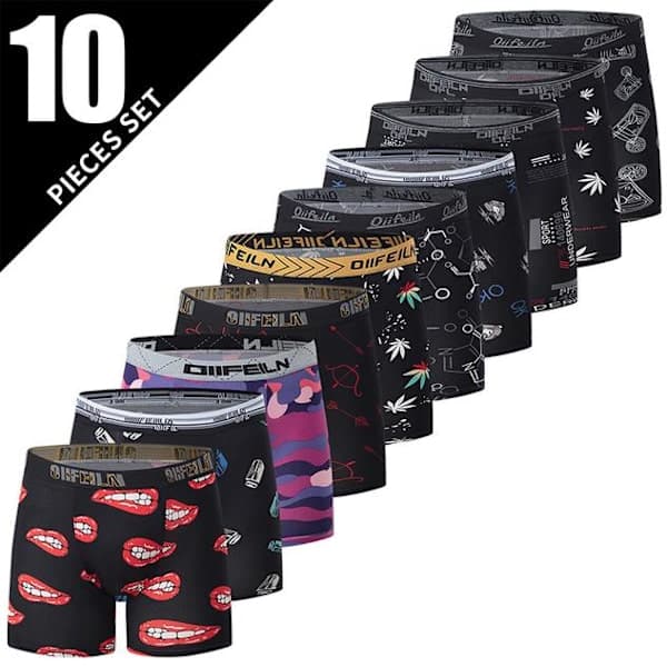 10-pakning herreunderbukser, avslappede boxershorts, pustende og komfortable elastiske underbukser, treningsshorts 10 stk