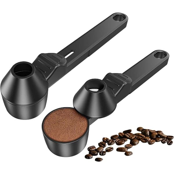 Kaffeskje og trakt gjenbrukbar kaffemåleskje kapasitet 2 spiseskjeer kaffepulverskje med trakt for kaffe proteinpulver te svart 2