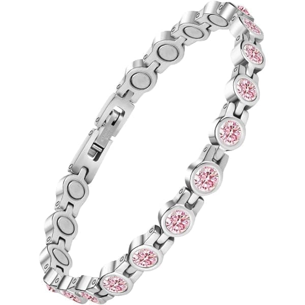 Magnetisk Armbånd, Magnetisk Helsearmbånd, Lindre Artritt Smerte, Unisex Magnetisk Armbånd (Rosa) Rosa Diamant