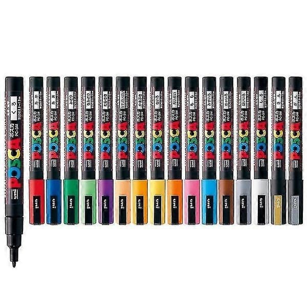 Uni Posca PC-3M Fin spissmarkørpenn 0,9-1,3 mm vannbasert 24 farger kunstmarkører{ROG}