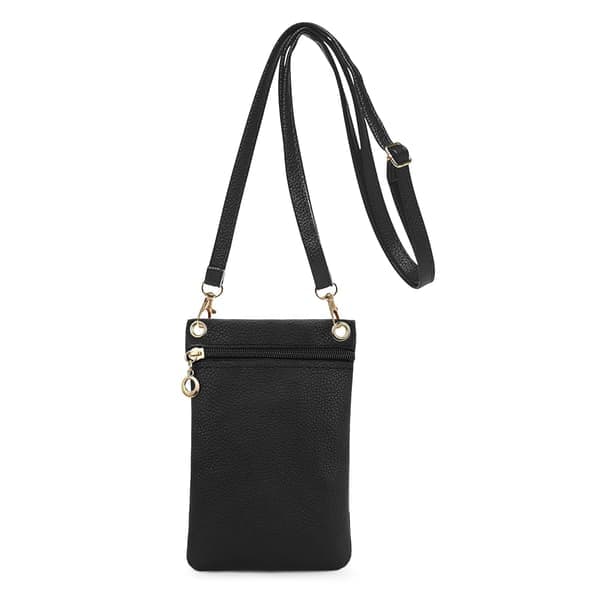 Liten mobilveske, myk mobilveske i PU-skinn for damer, mobilficka Crossbody mobilveske - Svart