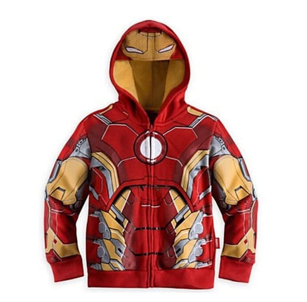 Barn Gutter Superhelter Spider-man Hettegenser Zip Hettejakke Topp Iron Man V Iron Man