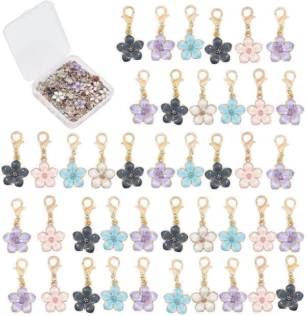 50 stk. 5 Farge Blomst Emalje Anheng Charms Gull Legering Anheng Perler Charms med Hummerlås for Smykkefremstilling Halskjede Øredobb Tilbehør