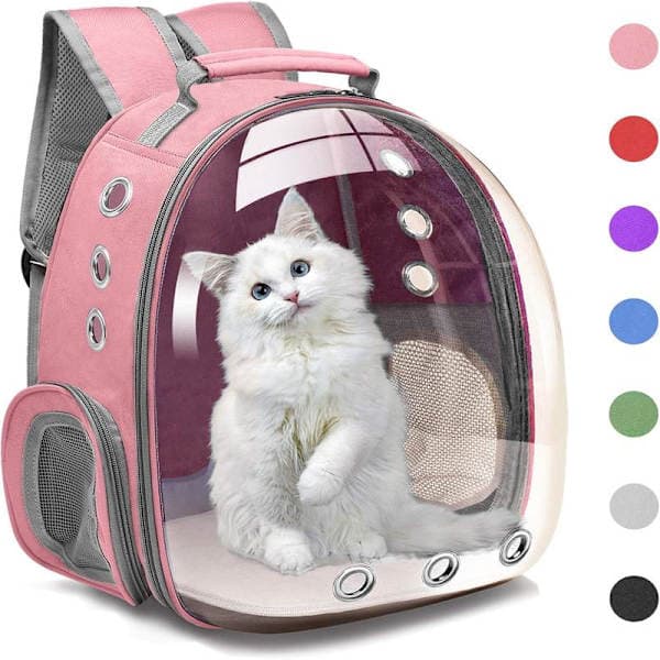 Katt Ryggsekk Bæreveske Skum Tote, Liten Hund Ryggsekk Bæreveske for Små og Mellomstore Hunder og Katter Rosa