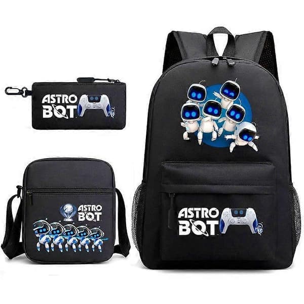 3 stk. Astro Bot Ungdom Skolesekk Romrobot Ryggsekk
