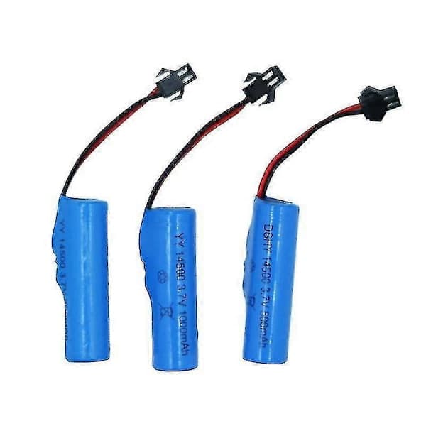 3 stk 3.7V 14500 Litiumbatteripakke med beskyttelsesplate SM-kontakt Lekebilbatteri