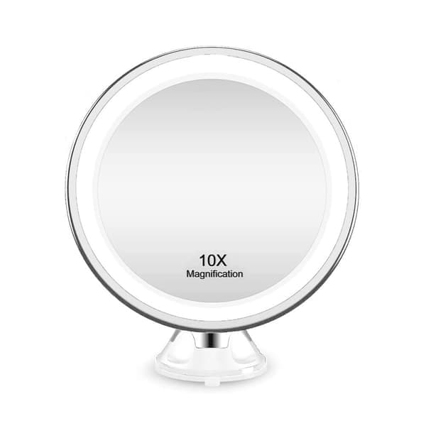 UNIQ Sminkespeil med sugekopp LED-lys og x10-forstørrelse - hvit