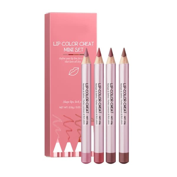 4 stk. Lip Liner Pastes Liner Blyantsett Vanntett Leppestift Sminkeforsyninger
