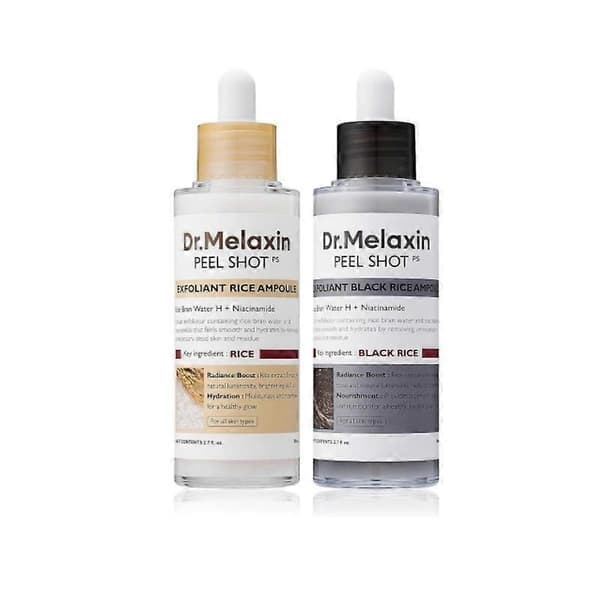 Peel Shot Glow Rice Ampoule Duo Hvit ris Svart ris ampulle Mild eksfolierende ansikts- og kroppsskrubb Døde hudceller, fjerner av hudormer for alle