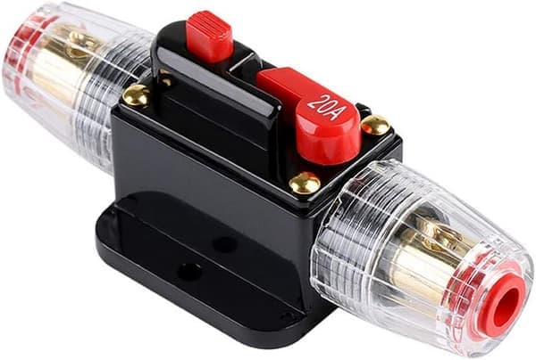 20A Automatisk Vanntett Kretsbryter, 12V-24V DC In-Line Sikringsholder, Manuell Tilbakestillingsbryter Bil Audio Sikring, (20A)