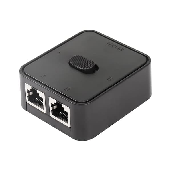 Nettverks-LAN-svitsj 2 porter, RJ45-nettverksnøkkelbrytersplitter-velgerboks, 100M 2 i 1 ut eller 1 i 2 ut, 2-porters nettverkshub svart
