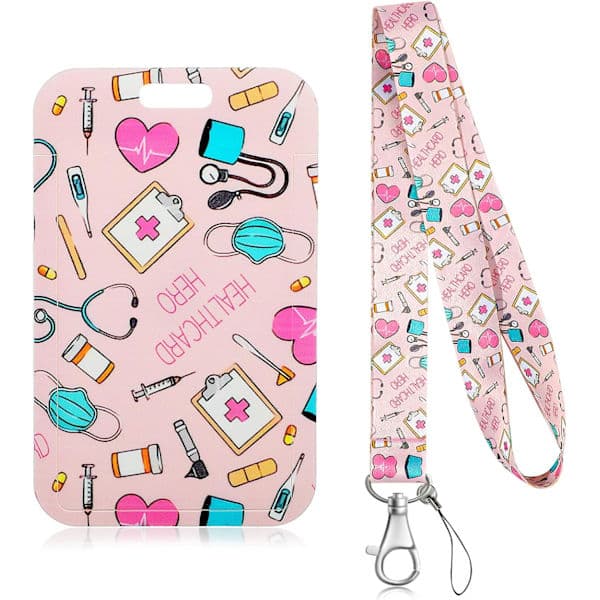 NYESTE Sykepleiermerke Lanyard for ID-merker, ID-holder med nøkkelringklips for lege Sykehus Sykepleie Kvinner Gaver, Rosa
