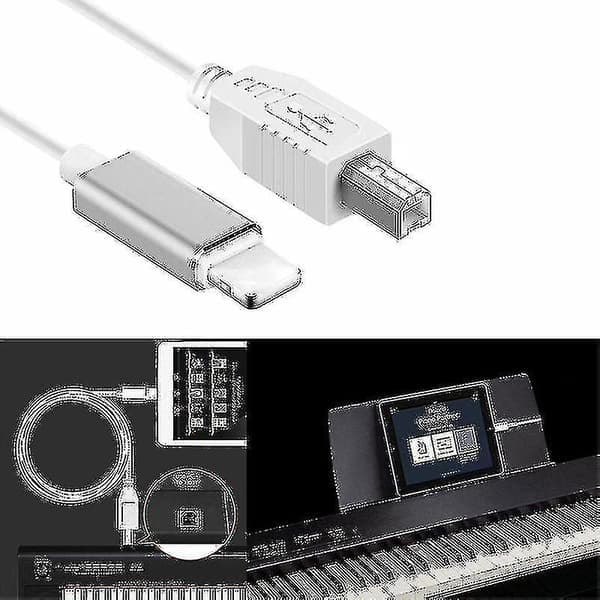 Lightning til Type-B MIDI Keyboard Konverter USB 2.0 Kabel for iPhone 7 8 X iPad