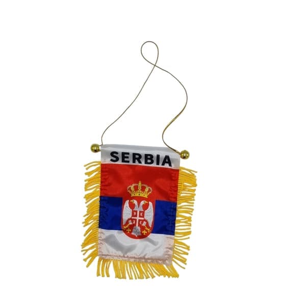 Serbia hengende flagg bil bakspeil med sugekopp