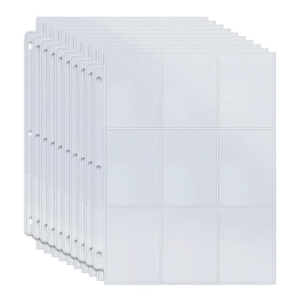 10-pakning - Plastlommer for Samlekort - Card Sleeves 9-lommers Transparent