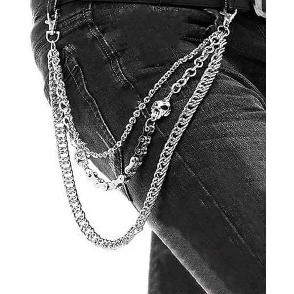 Buksekjede Mote Hip Hop Gotisk Punk Buksekjede Jeans Lommebokkjede for Menn Sølv