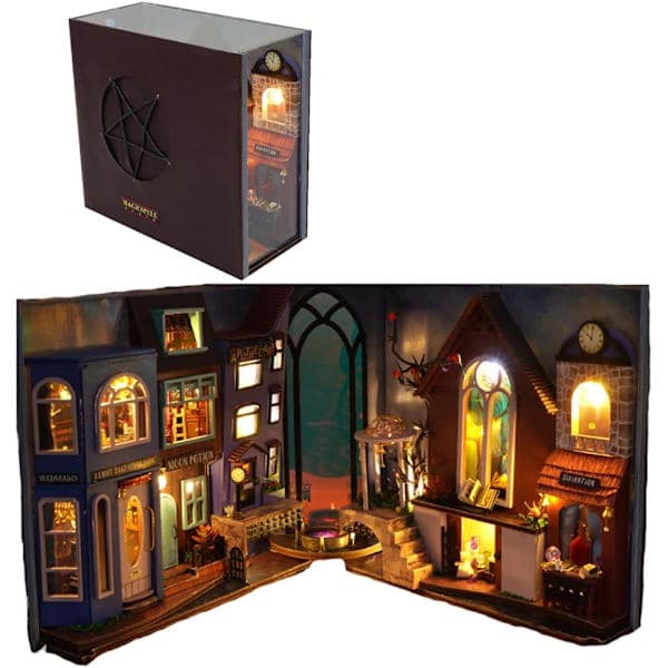 DIY Bokkroksett, Miniatyr Bokkrok Byggesett - Magic House Bokstøtter - 3D Tre Bokstøtte Puslespill