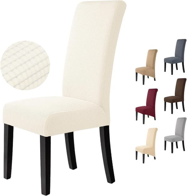 Stoltrekksett med 6 stk - Stretch Stoltrekk - Stoltrekk for Spisestuestoler - Enkle å Vedlikeholde og Holdbare Jacquard Stoltrekk