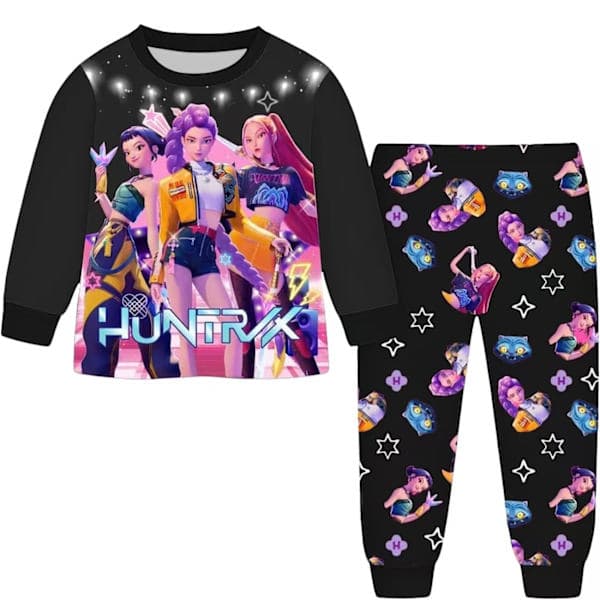 K-Pop Demon Hunters Langermet pyjamasett for barn, Søtt tegneserietrykk, barneklær for søvn og fritid