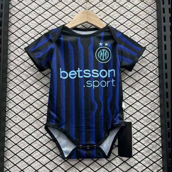 25-26 F.C. Internazionale Milano Hjem Nyfødt Baby Jumpsuit Sparkedress Fotballantrekk