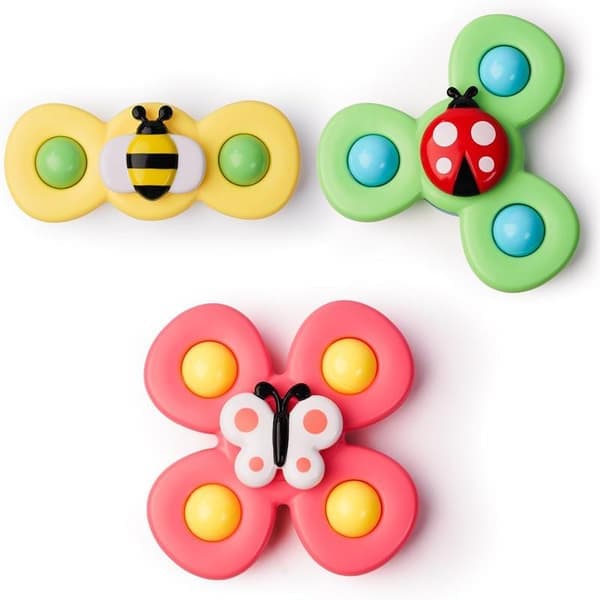 Sterk sugekopp Fidget Spinnerz sensoriske badeleker for baby 6 1