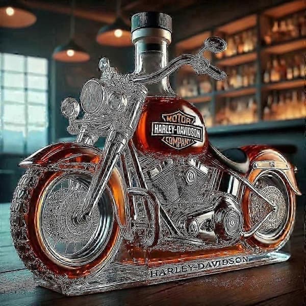 Whiskeyflaske Motorsykkelform 33 cl Nyhet Glasskaraffel 3D Gravering Kreativ For Menn Motorsykkelfører/Alkohol Elsker Samler