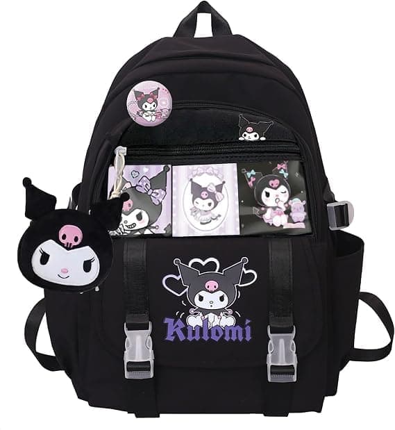 K-uromi ryggsekk for barn, K-uromi skolesekk med 1 anheng, 3 kort, 1 merke, K-uromi ryggsekk anime for tenåringsjenter