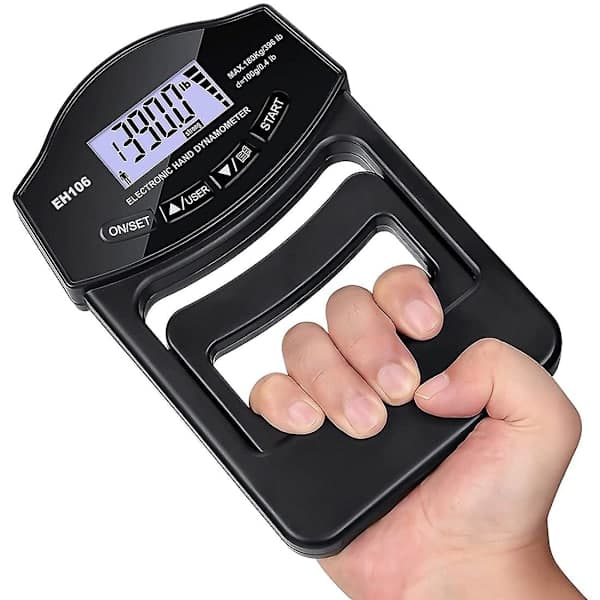 Grip Strength Tester, 396lbs/180kg Digital Hand Dynamometer Grip Strength Meter USB LCD-skjerm Hånd