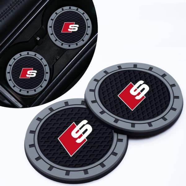 for Audi S-Line Bilkoppholder, Drikkeholder for Audi S-Line S1 S4 S3 S4 S5 S6 S7 S8 SQ4 SQ5 SQ7 SQ8, Sklisikker Auto Koppholder Insert Coa