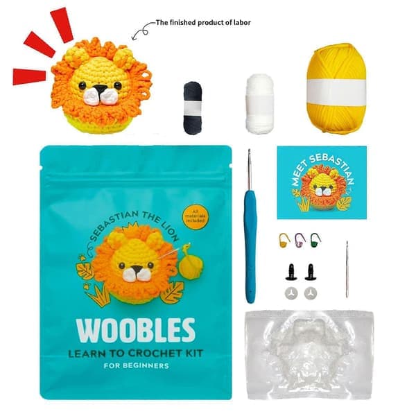 Woobles Lær å Hekle Sett, Heklet Kosedyr DIY Heklesett for Nybegynnere [DB]