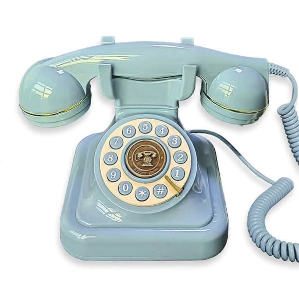 Retro Stil Kablet Telefon med Dreieskive Plug-in Hjem Fasttelefon Blå