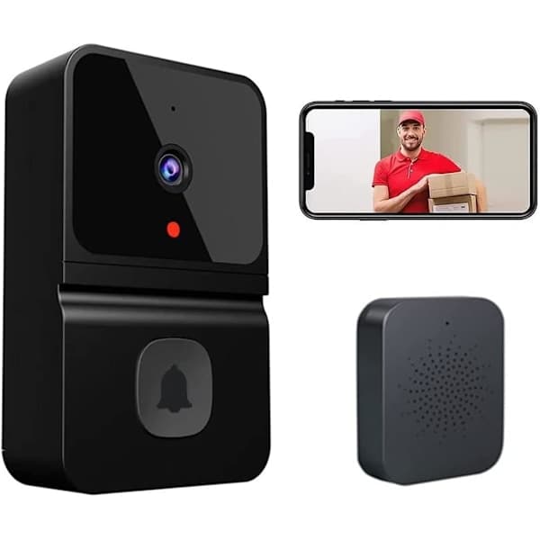 Trådløs dørklokke med kamera, 1080P trådløs videodørklokke med ringeklokke, toveis lyd, IP65 vanntett, SD- og skylagring, Tuya Smart