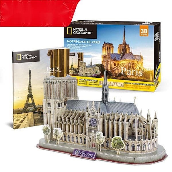 3D-puslespill for voksne og tenåringer, Notre Dame katedral metallmodellsett, utfordrende byggeklosspuslespill (stil 7)