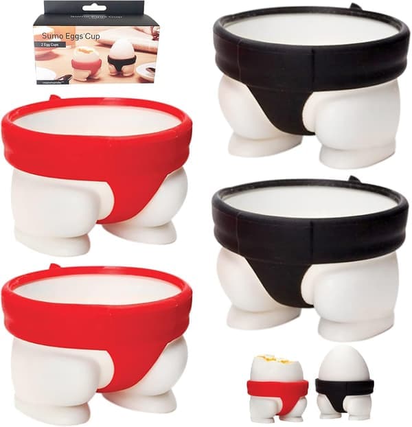 Egg Cup, 4-delt Egg Cup Silica Gel Egg Cup Sumo Egg Cup Set Barne Egg Cup, 6 * 5,5 * 4 cm, Egnet for Hjem og Restaurant Pakke Hardkokt