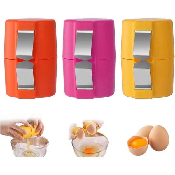 Sett med 3 eggeåpnere, for rå egg, hardkokt eggskreller, eggeplommeseparator i hånden, eggeskjærer i rustfritt stål, kjøkkenredskap