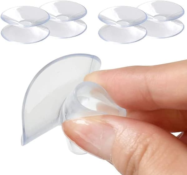 25 stk 20mm dobbeltsidig sugekopp i plast for bordplate, brukt til å feste på glass for å forhindre glidning