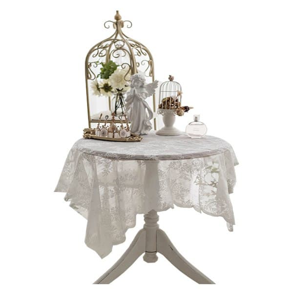 Rektangulær duk Rund blondeduk Liten rund duk Duk nordisk retro hvit duk Dessert duk-Retro blonde hvit Rund duk 150*150cm