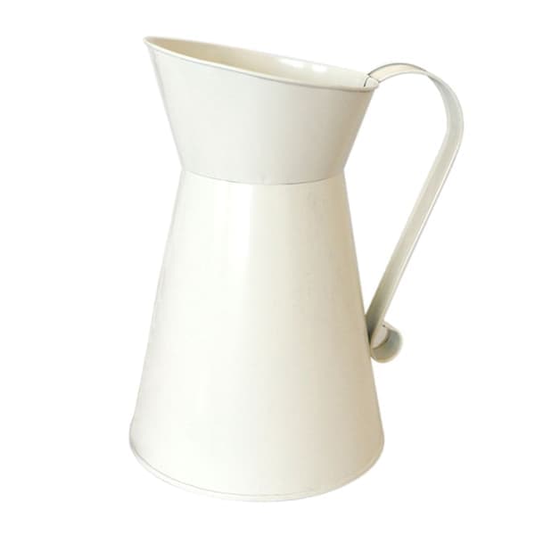 Rustikk Hvit Vannkanne Melkekanne Vase med Håndtak Kaffekanne Formet Blomsterpotte Vintage Hjemmeinnredning Hageutstyr
